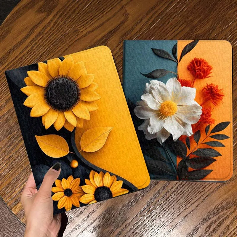 

Sunflower Flowers Art Popular For iPad Pro Air Mini 2 3 4 5 6 7 6th 7th 10th 11th 10.2 9.7 10.5 11 Foldable Tablet Case Gift