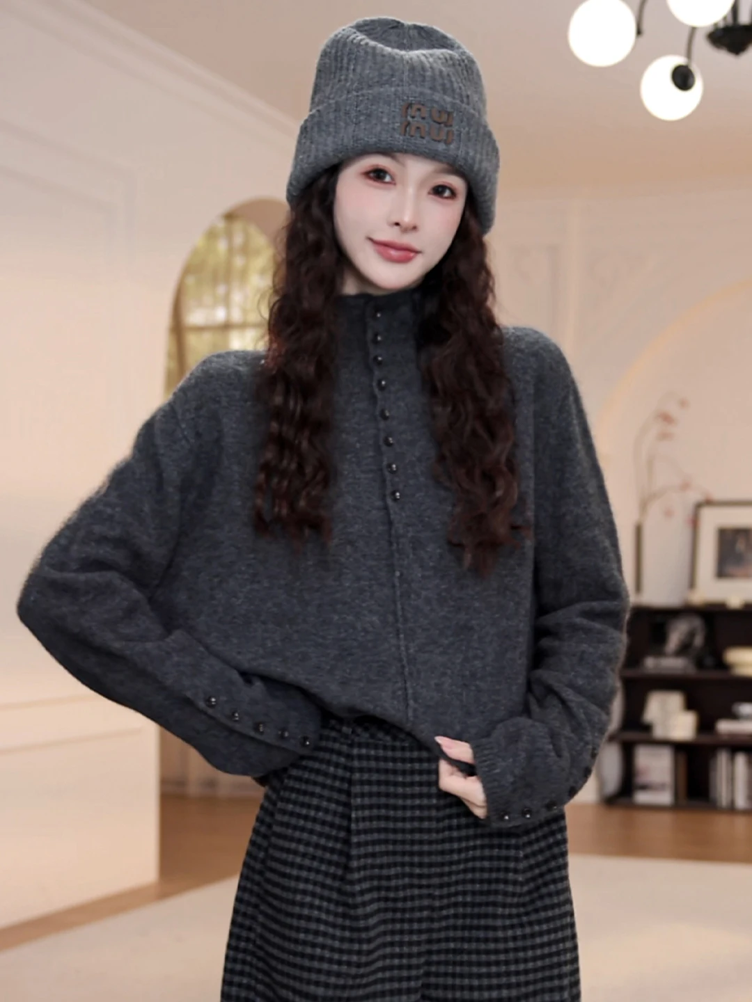 

ay f-High Collar Knitted Sweater Women's Autumn Winter New Sle Long Sve Crew Ne Pullover Inner And Outer Wear
