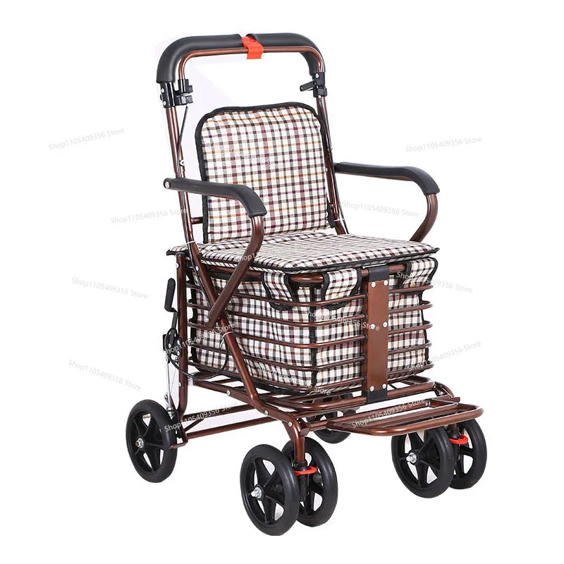 For The Scooter for The Elderly Can Sit and Push Four Wheels To Buy Food,  Seat Is Folded To Help Elderly Push