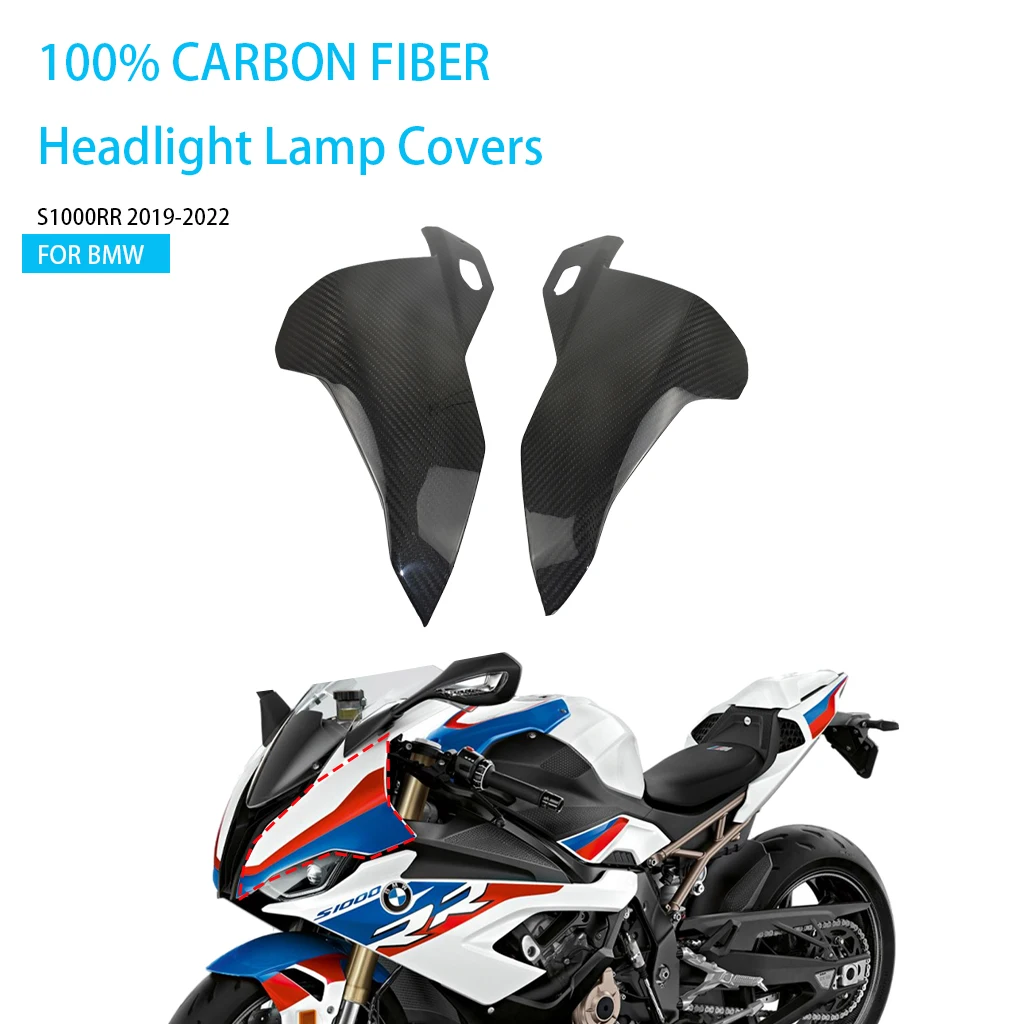 For BMW S1000RR 2019 2020 2021 2022 100% Pure Carbon Fiber Motorcycle Accessories Headlight Lamp Covers Front Side Fairing Kit