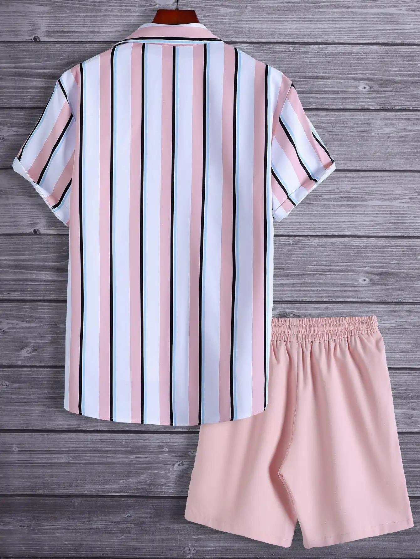 Chemise à rayures aléatoires pour hommes, sans T-shirt, vêtements shorts solides pour hommes