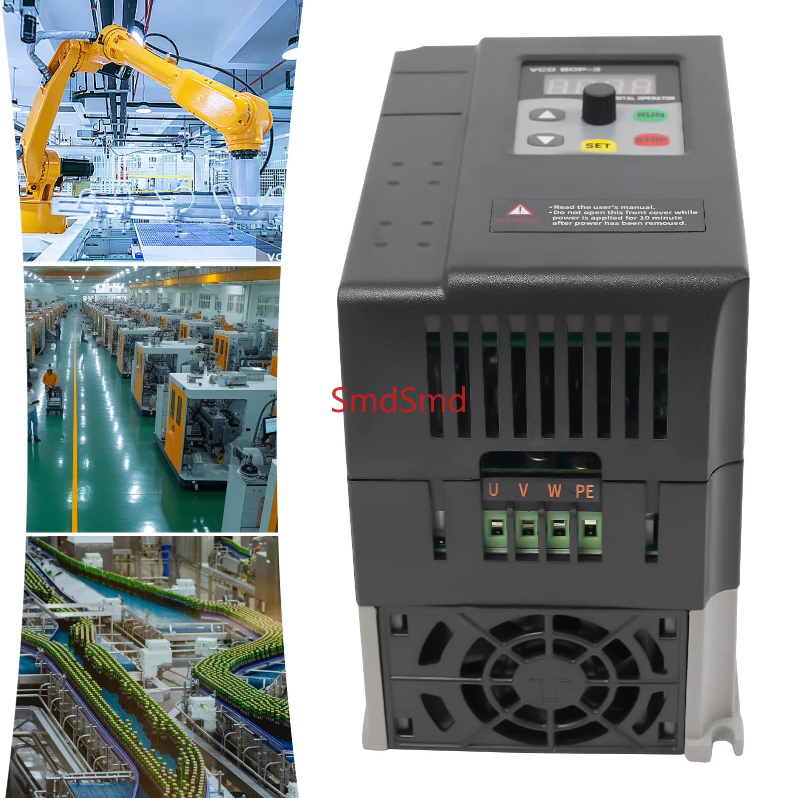 Variable Frequency Drive 3-Phase Vfd Drive 2.2KW Variable Frequency Inverter, 380V 3PH, Remote Control 164FT for Water Pumps
