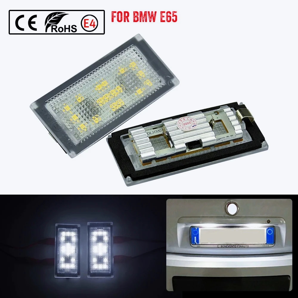 ZC-2x For BMW 7 Series E65 E66 2006-2008 Facelift White License Plate Lights LED Number Plate Light Error Free License Plate Lam view 4