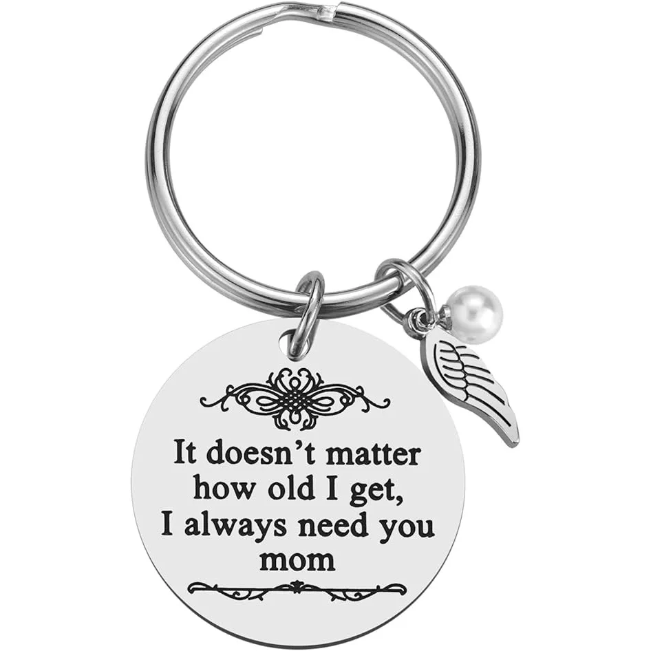 Mother's Day Gifts from Daughter Son for Mom - Stainless Steel Minimalist Waterproof Keyring Mom Keychain Key Chain 30mm