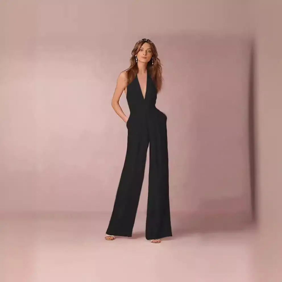 الربيع عارضة السراويل مثير Svel Ne شنقا بذلة قطعة واحدة دعوى طويلة مستقيم أنبوب البوليستر المرأة Faion