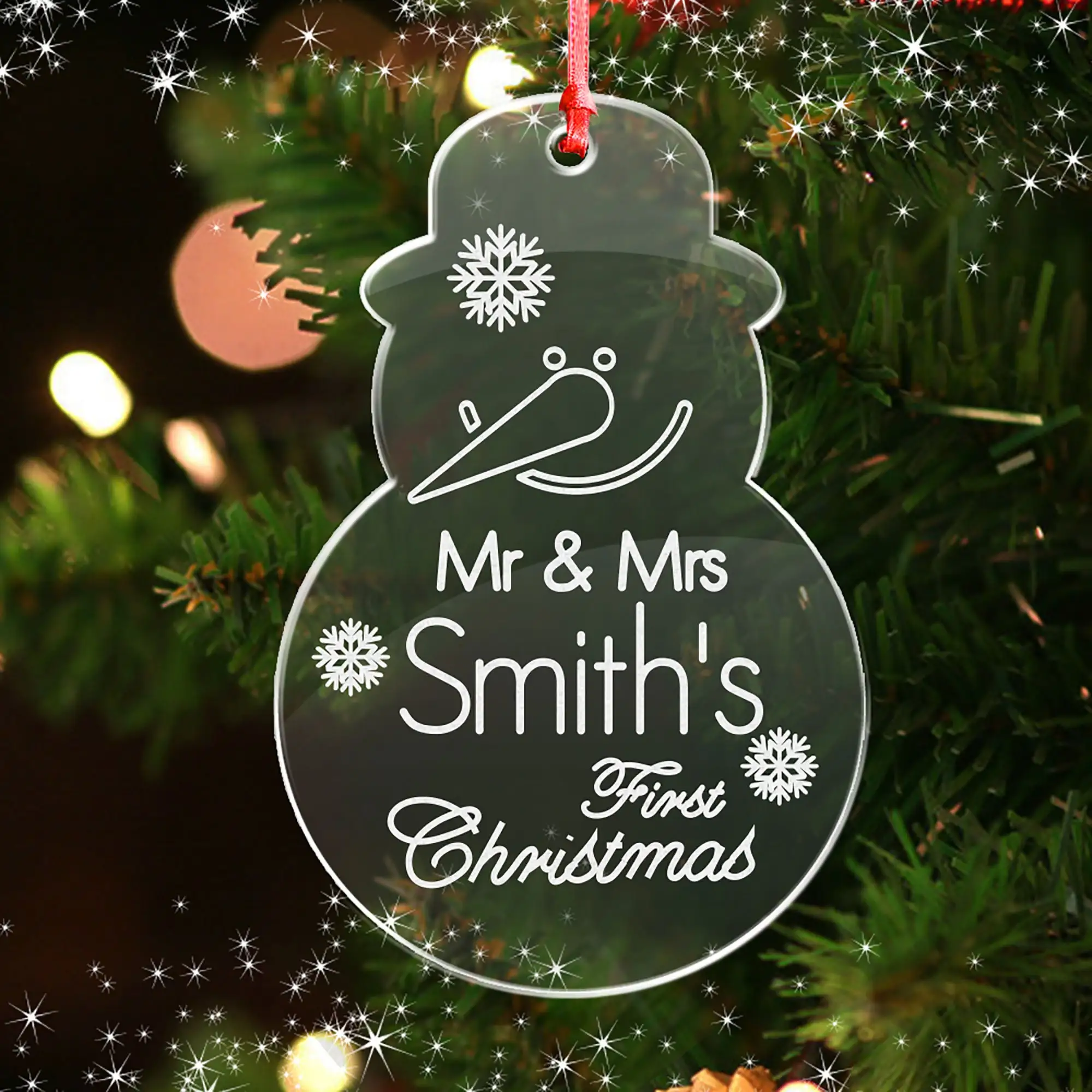 Adorno de Navidad personalizado, acrílico, corazón, estrella, forma de árbol, nombre personalizado, año, vacaciones, decoración colgante, regalo para fiesta familiar