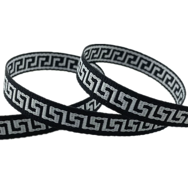 10 mm Jacquardband aus Polyester-Baumwolle für Weihnachten, Hochzeit, Dekoration, Geschenkverpackung, Schnürsenkel, DIY