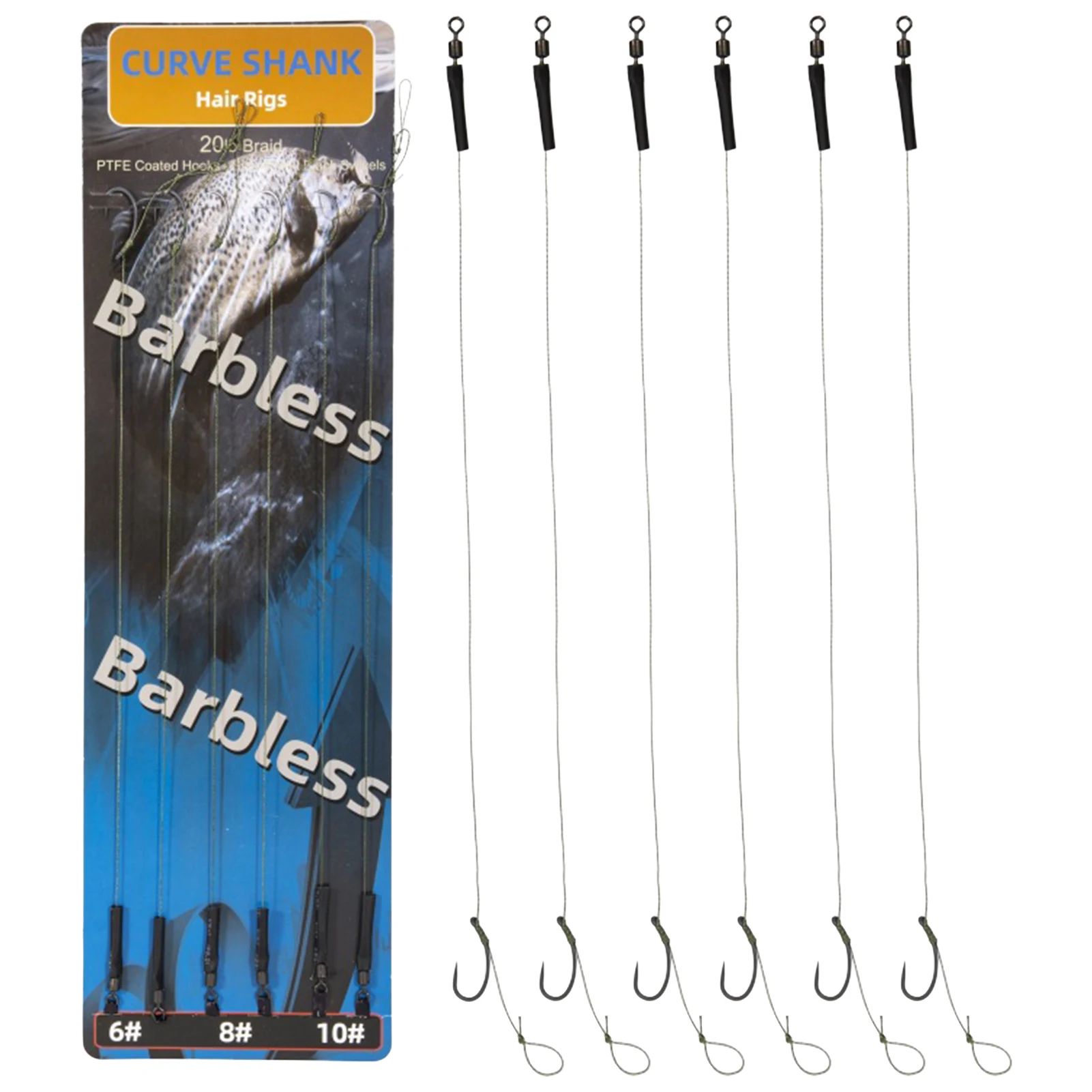 

6pcs Fishing Hook Set Tfe High-power Fishing Line Hook Set Anti Entanglement Sharp Fishing Hook Component Fishing Accessories