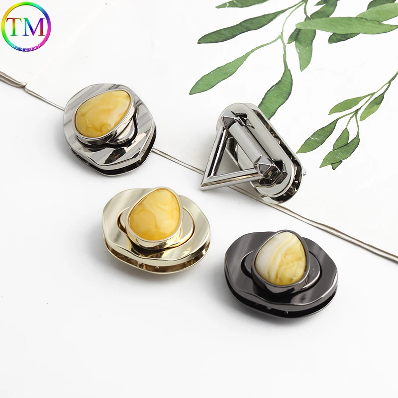 Triangle/Egg Shape 5-10Sets Metal Turn Buttons Lock Twist Lock For Bags Purse Shoulder Handbag Purse DIY Hardware Accessories