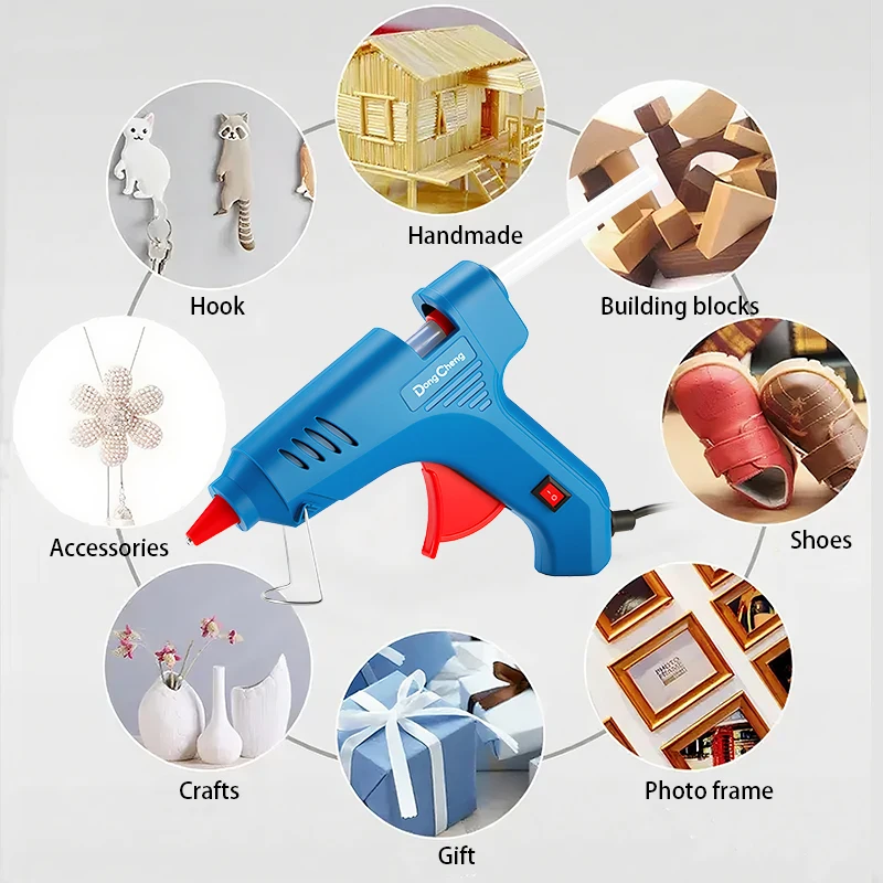 80W Mini Hot Melt Glue Gun DIY Electric Heat Temperature Industrial Household Repair Tool with 11mm Glue Sticks