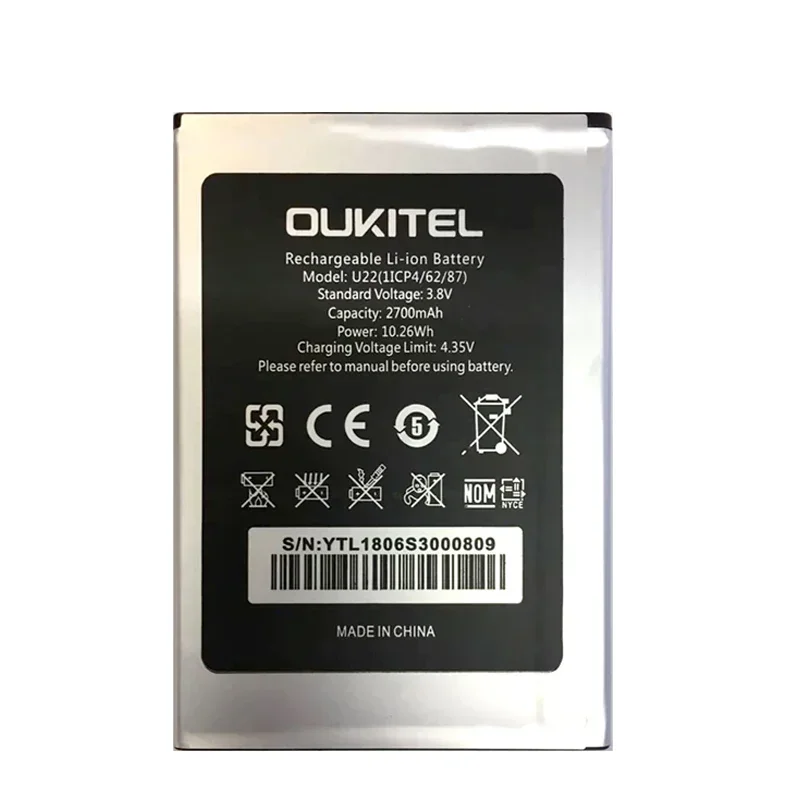 NEW Original For Oukitel U22 Battery 2700mAh Replacement For Oukitel U22 5.5"HD 2GB+16GB Four Cameras Back Touch ID Mobile Phone