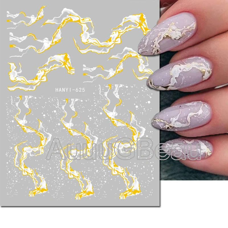 3D Nail Art Aufkleber Wellen Murmeln geometrische Linien blühen raucht selbst klebende Schieber Nagel Aufkleber Dekoration für Maniküre