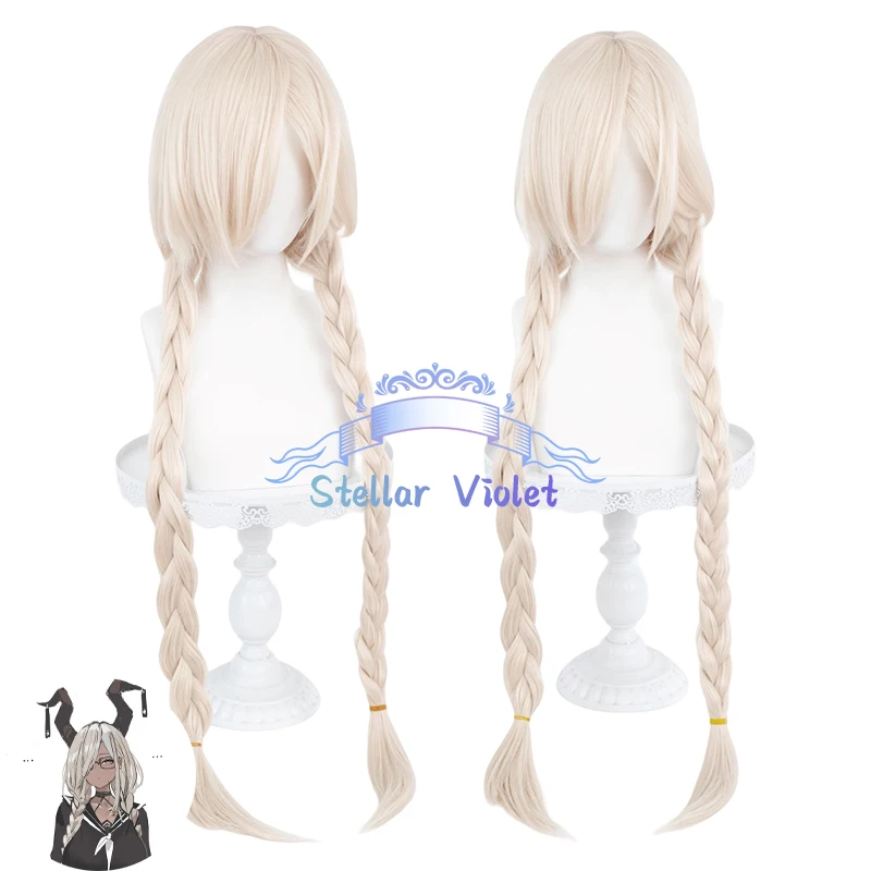 Peruka Azur Lane Wig Owari Cosplay Peruki Kostiumy Cosplay 95CM Długie Włosy Złote Podwójne Kucyki Plecione Owari Syntetyczne Peruki Impreza
