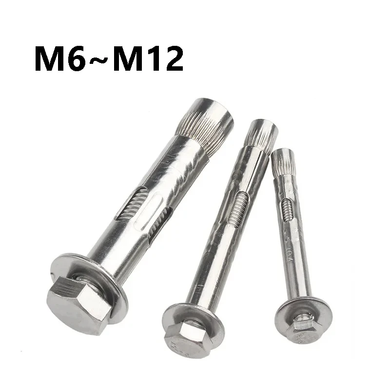 1Pcs 304 Stainless Steel External Hex Expansion Bolts M6 M8 M10 M12 Concrete Anchor Sleeve Anchor Set Screws