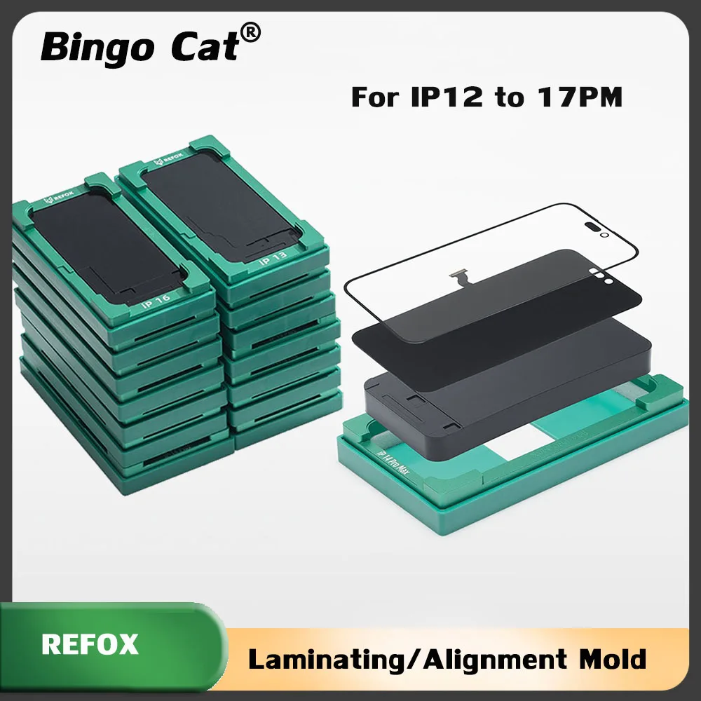 

Refox 2 в 1, безпузырчатая форма для выравнивания ламинирования экрана для iPhone 16, 15, 14, 13, 17 pro, стекло OCA, коврик для позирования сенсорного ЖК-экрана