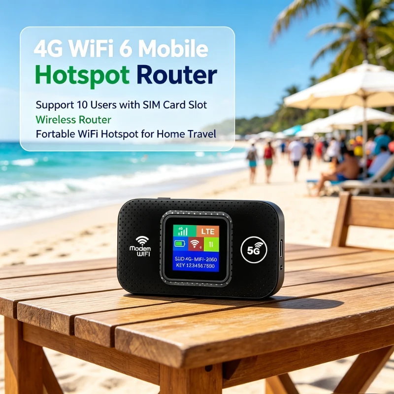 4G WiFi 6 Mobile WiFi Hotspot Portable Wireless Router SIM Slot Internet Access For Home Travel Support 10 Users