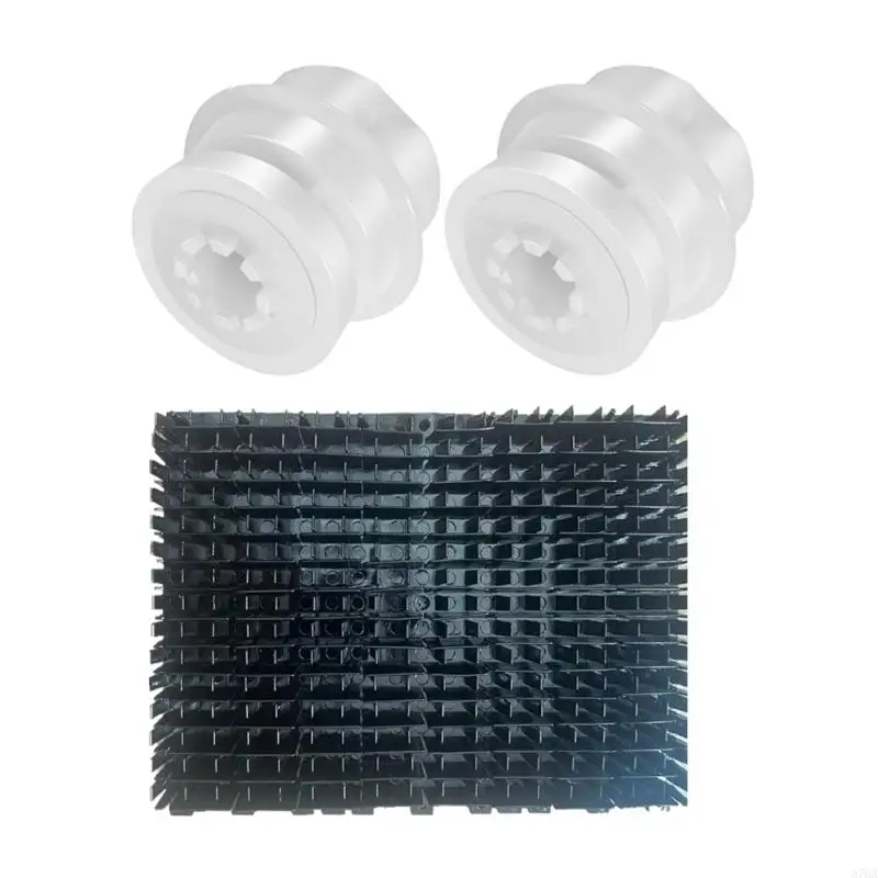 Pool Cleaner Replacement Parts Set for Maintenance, Black Rubber Cleaning Brush with Two White Guide and Engineering 87HA