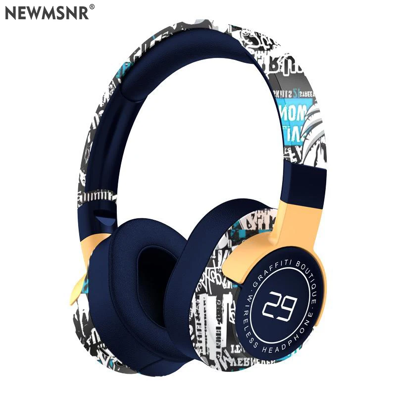 NEWMSNR グラフィティ LED 重低音ゲーミングイヤホンワイヤレス Bluetooth5.1 ヘッドフォンノイズリダクションヘッドフォン HiFi サウンドヘッドセット