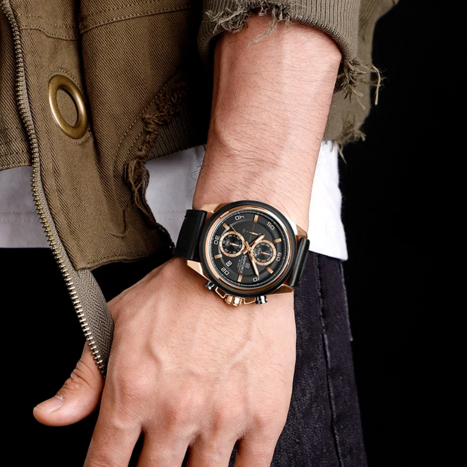 

NAVIFORCE мужские часы с водонепроницаемым монитором, многофункциональные кварцевые часы с ночником, часы для мальчиков, деловые часы с кожаным ремешком