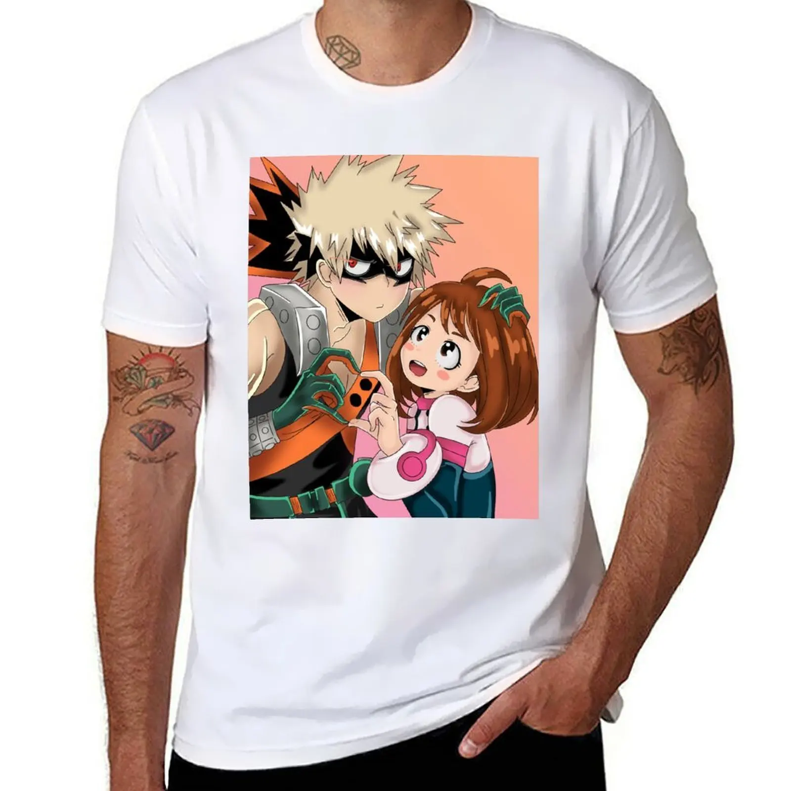 

Bakugou Katsuki & Ochako Uraraka T-Shirt man graphic t shirt cotton t shirts man 100% funny t shirts man T-Shirt