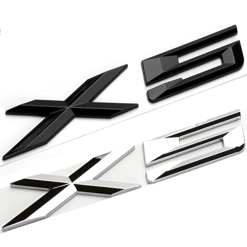

3D ABS Adhesive Chrome Black Logo X5 Emblem Letters Car Rear Trunk Badge Decal For X5 E53 E70 F15 G05 X5 Sticker Accessories
