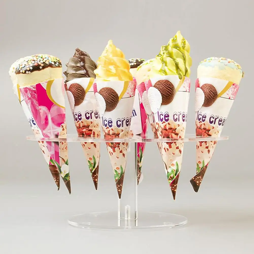 Ice Cream Cone Organizer Round Transparent Ice Cream Cone Holder Display Stand for Weddings Birthdays Anniversaries 16 Hole