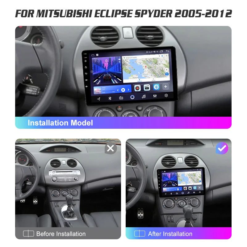 Car Radio Automotivo Multimedia Screen For Mitsubishi Eclipse Spyder 2005-2012 Navigation WiFi / 4G GPS Android 13 Carplay