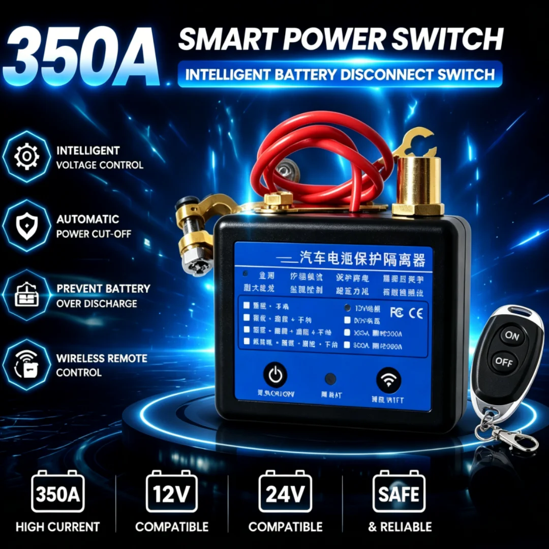

350A Intelligent Top-Mount Battery Disconnect Switch for 12V/24V Vehicles with Wireless Remote