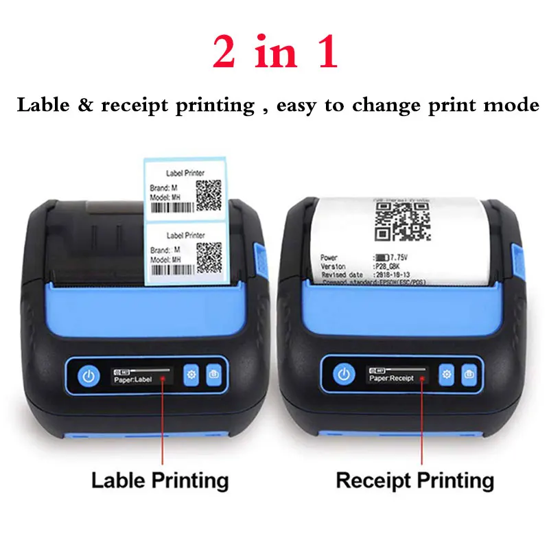 Bluetooth Thermal Label Printer Barcode Sticker 3 inch USB Port Machine 80mm use for Receipt Label Printing