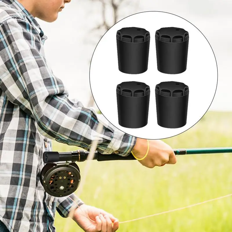 Durable Fishing Rod End Cap Protector 4PCS Silicone Fishing Stick Anti-Slip Gadgets Protection End Fishing Rod Covers Protector