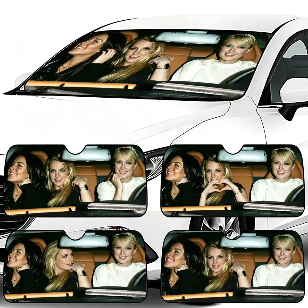 P-Paris, Britney, Lindsay, Hilton-S Sonnenblende für Auto-Windschutzscheibe, Faltbarer Sonnenschutz für Fahrzeuge