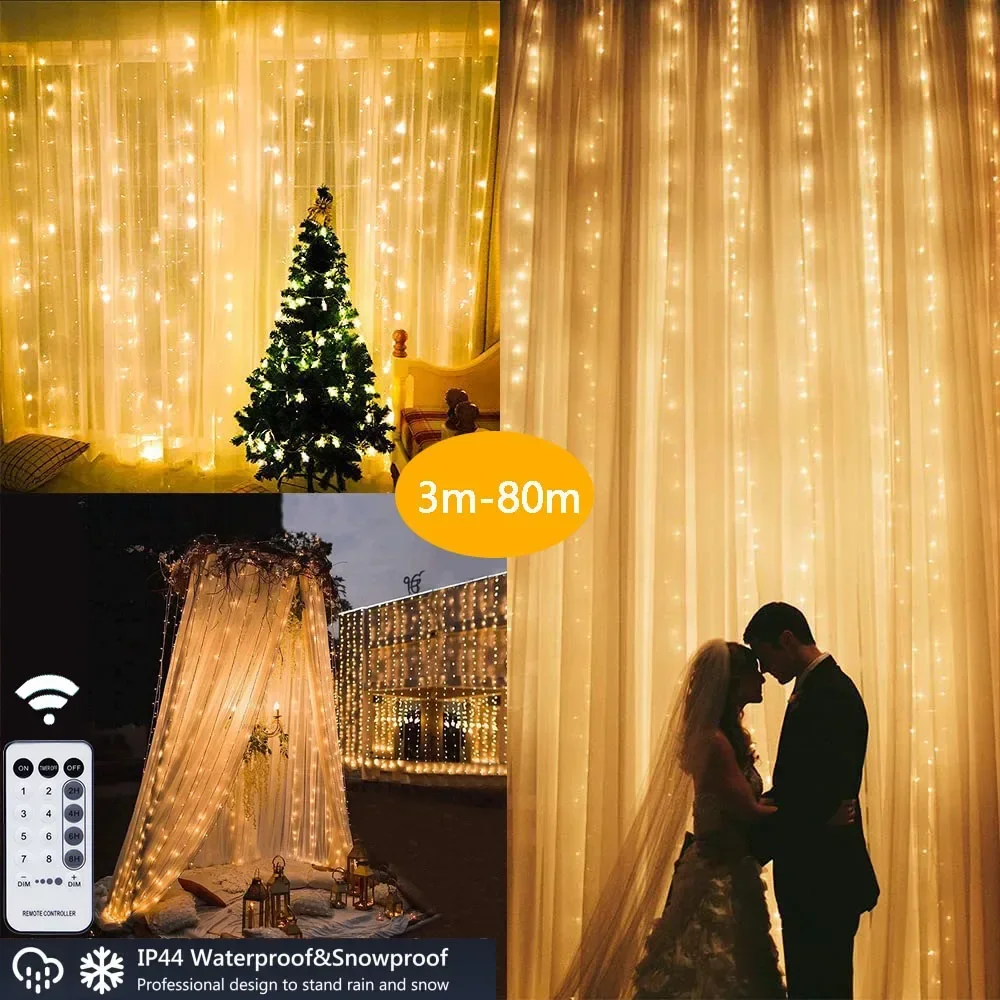 3M-100M Wedding Fairy String Light Christmas Waterproof Street Garland on the House For Garden Party Outdoor Home Curtain Decor