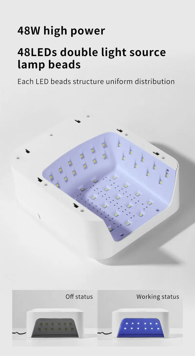 SNRQI 휴대용 UV LED 네일 램프, 전문 OEM 로고, 48W 고출력 도매 네일 드라이어, 신상