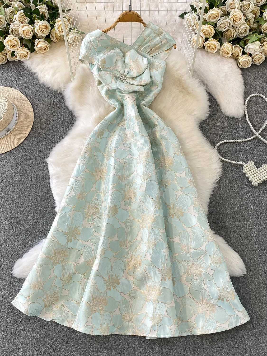 

Вечернее платье Ele для женщин: модное, элитное, с V-образным вырезом, тяжелой вышивкой, приталенное, длинное, для вечеринок и банкетов