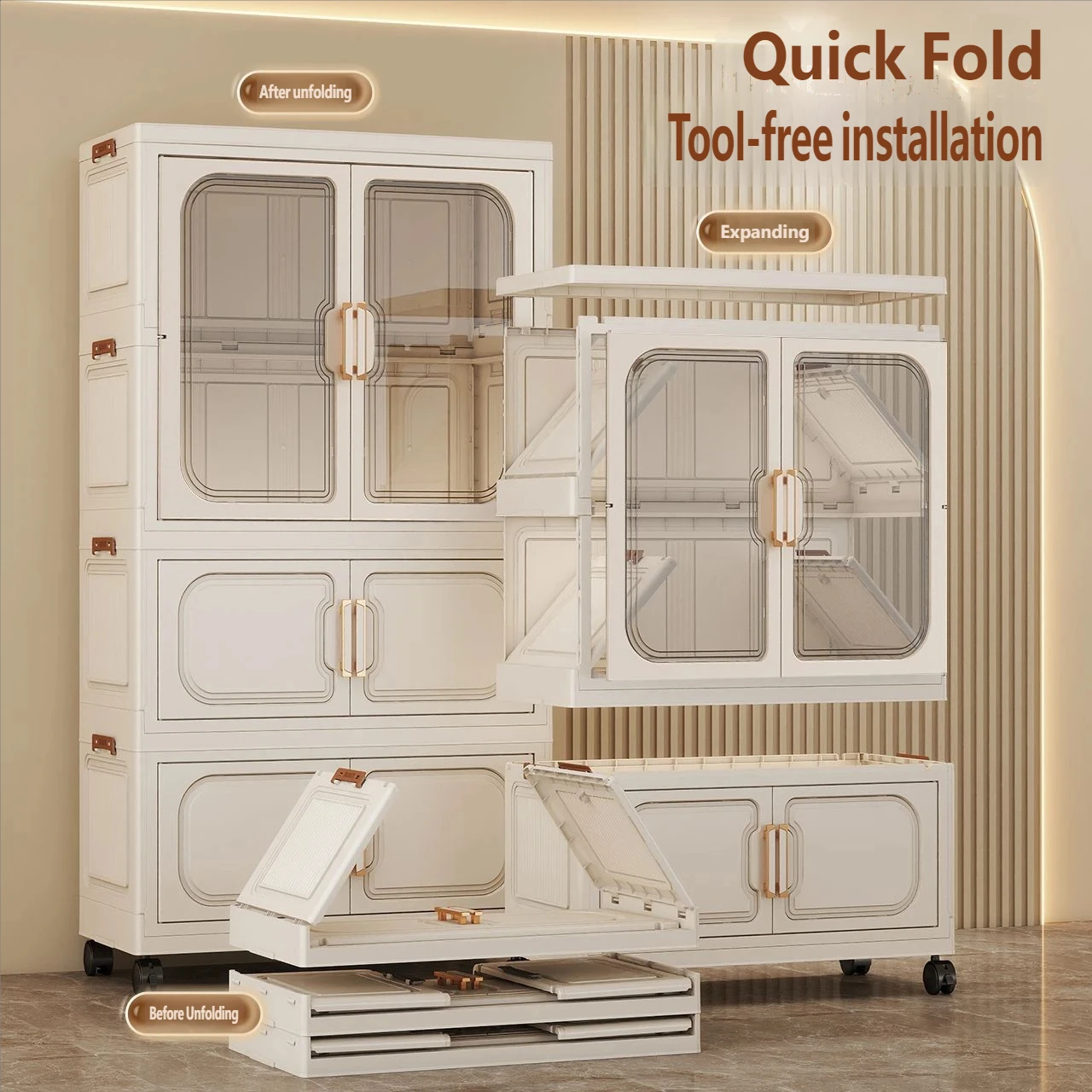 Armario Plegable para Bebés Sin Instalación – Mueble de Almacenamiento Multicapa para Juguetes, para Sala de Estar y Dormitorio, Organizador de Ropa que Ahorra Espacio
