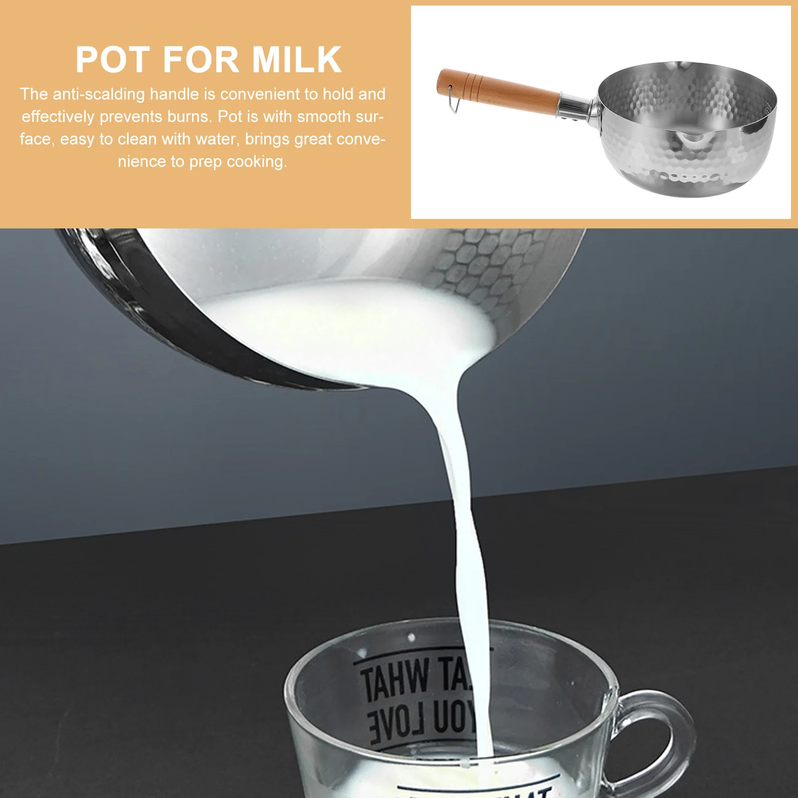 

Stainless Steel Pan Soup Pot Milk Deep Fry Wood Cooking Saucepan Stovetop Steamer Pot For Milk Skillet Kitchen Heater