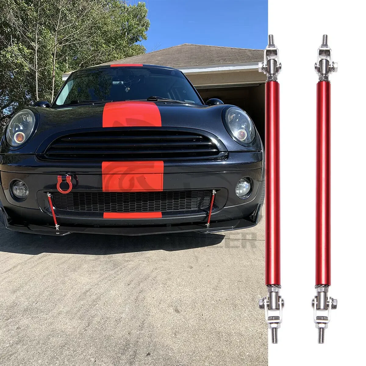 

2PCS For Mini Cooper S 10"-13" Car Front Bumper Lip Splitter Spoiler Strut Rods Tie Adjustable Strut Tie Pull Rod Kit Racing