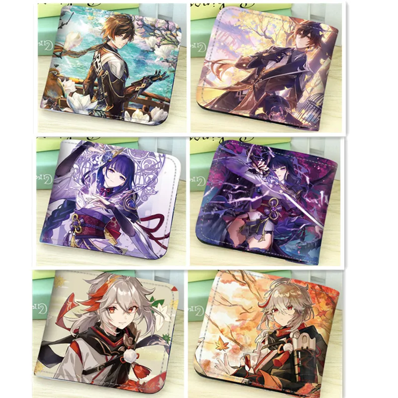 Genshin Impact Yae Miko Keqing  Morax Kaedehara Kazuha Lumine Wallet  Men and Women Short  Wallets PU Purse Cute Cosplay Gift