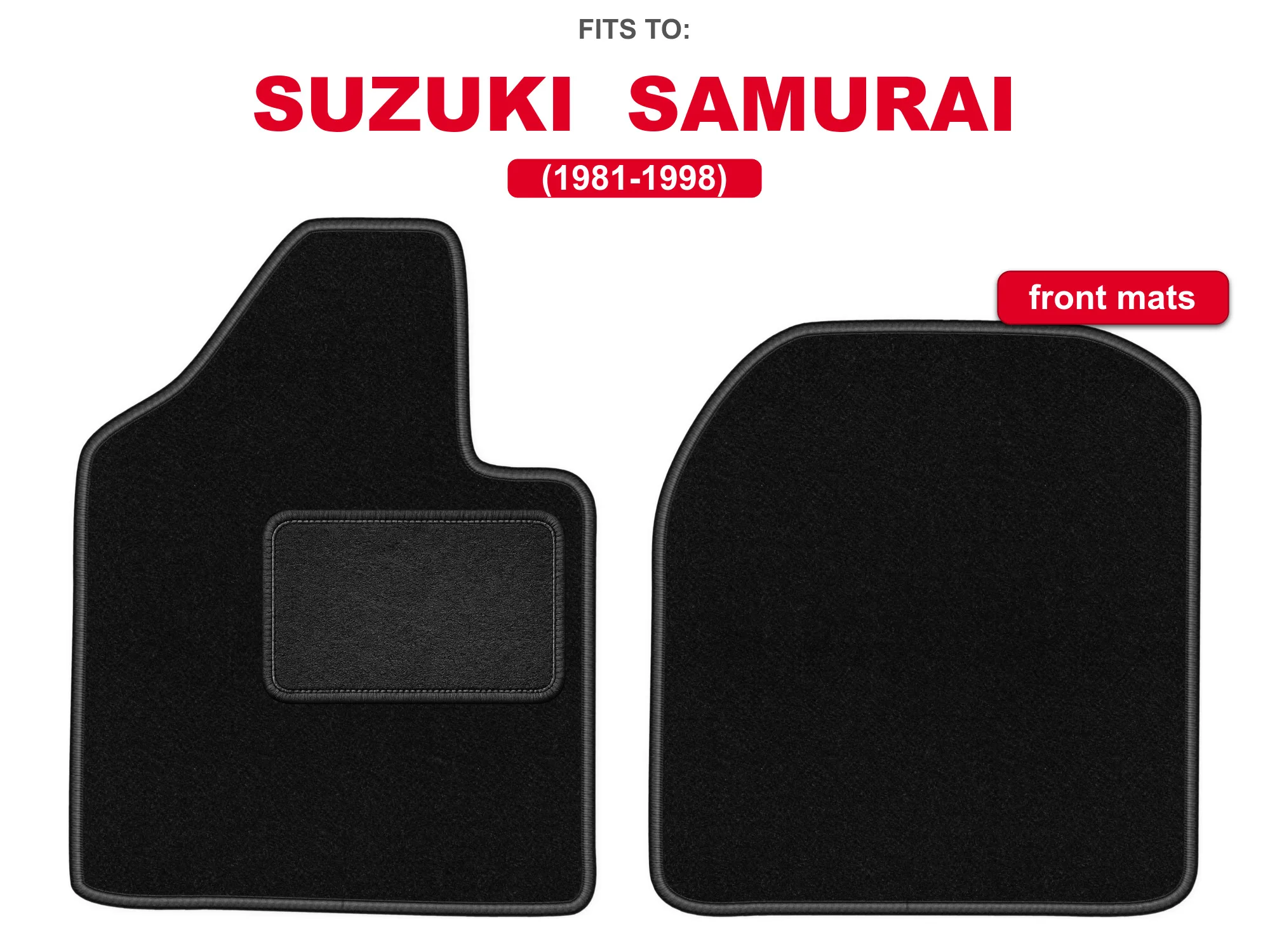 Velour voorste tapijten voor: Suzuki Samurai 1981-1998 Off-road zwarte auto voorste tapijtmatset voor voertuigvloer