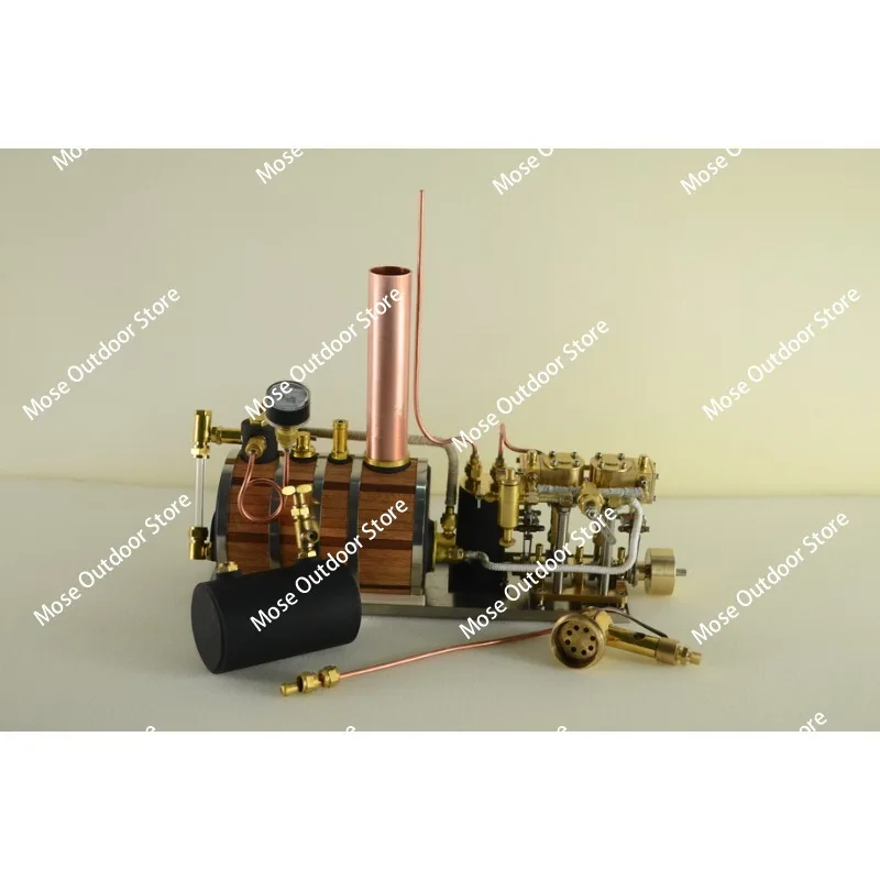 Inline Two-cylinder Reciprocating Steam Engine Model Power Group, Retro Model,and Single Vertical Boiler Horizontal Boiler