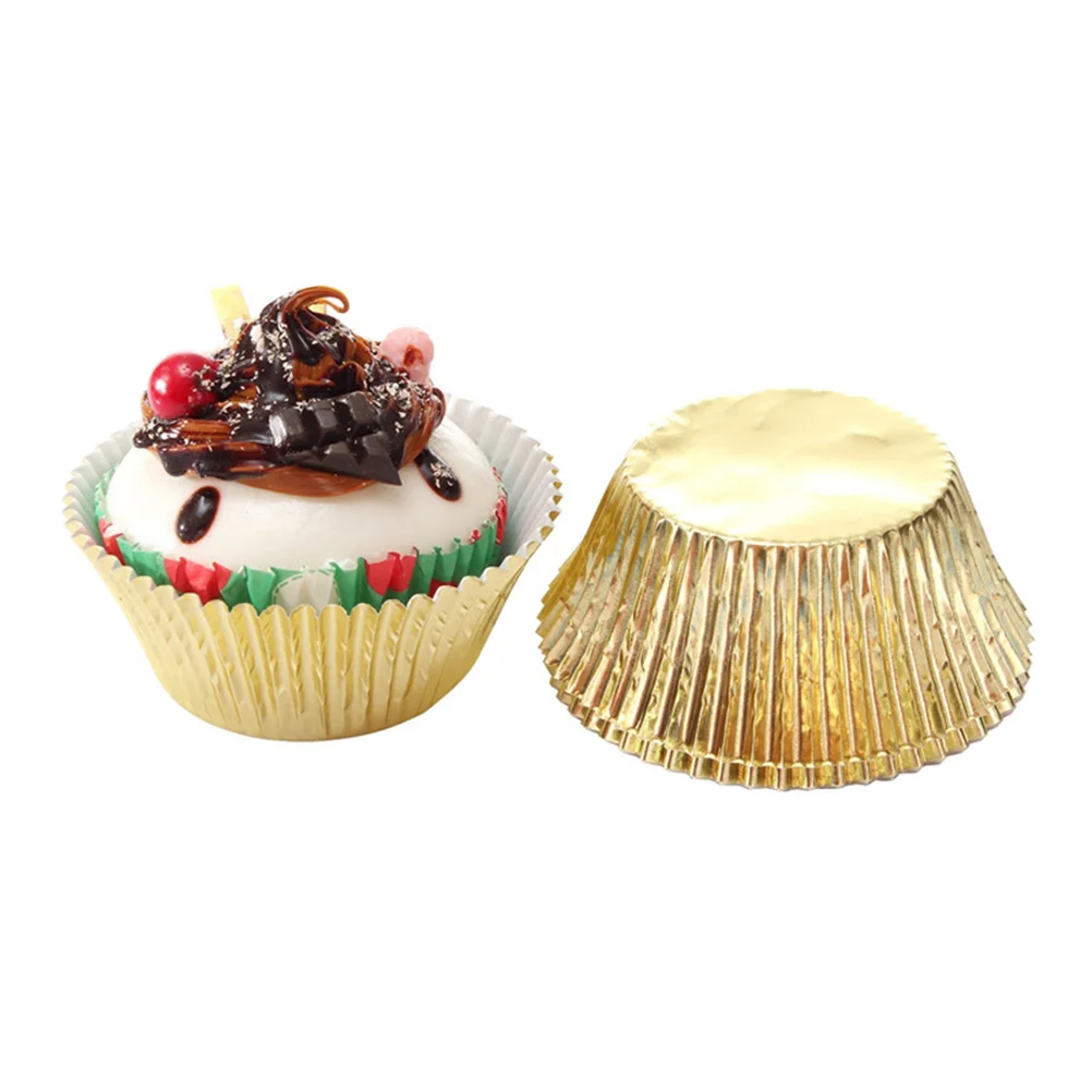 200 Pc/2 Paper Cup Aluminum Foil Muffin Baking Cups Metallic Cupcake Liners Wrapper for