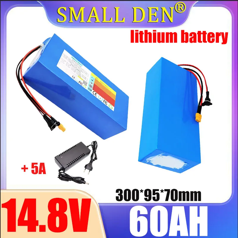 New 14.8V 60Ah lithium-ion battery pack with 4s20p built-in 30a BMS suitable for automatic vehicle 12V 0-450W motor batteries