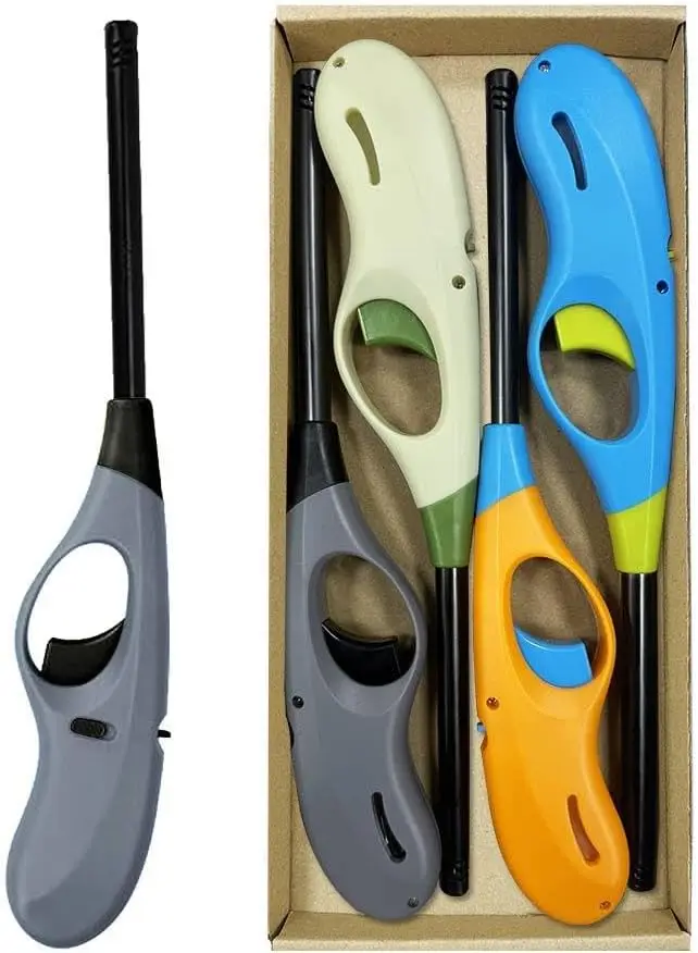 

4-Pack Refillable Long Flame Lighters for BBQ, Candles & Outdoor Use - No Gas Included