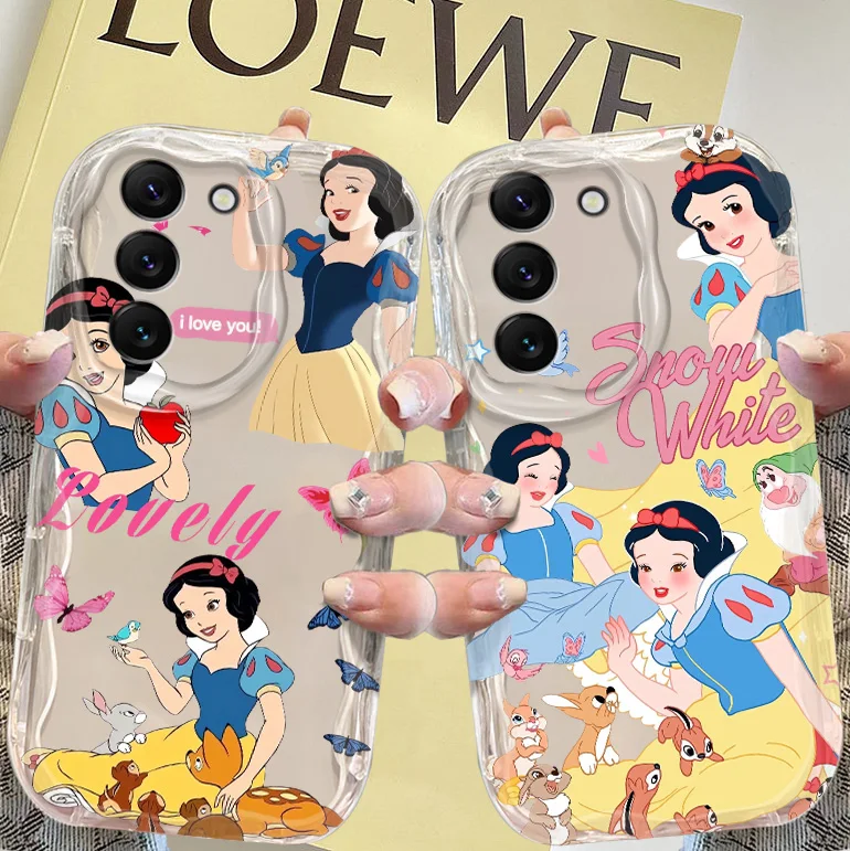 Disney Snow White Cream Phone Case For Samsung S 24 23 22 21 20 FE Ultra Plus M54 40S 22 11 10 2 2S Funda Soft Shell Cover Capa