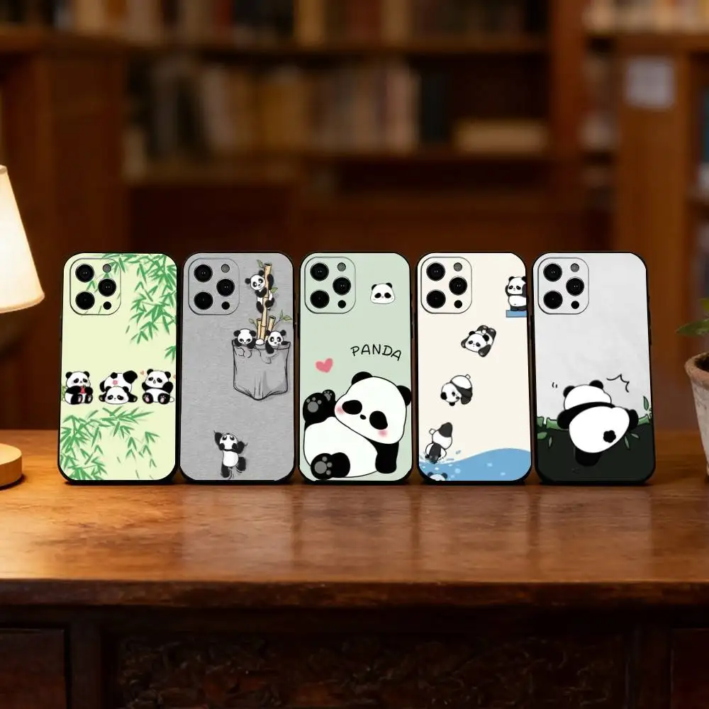 panda Phone Case For iPhone 17, 16,15,14,13,12,11 Plus,Pro Max, Others Soft Black Cover