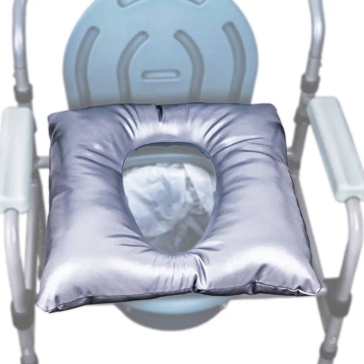 

Universal Commode Cushion 17x17 Inch, Soft Padded Seat Cover with Straps for Elderly & Camping Toilet