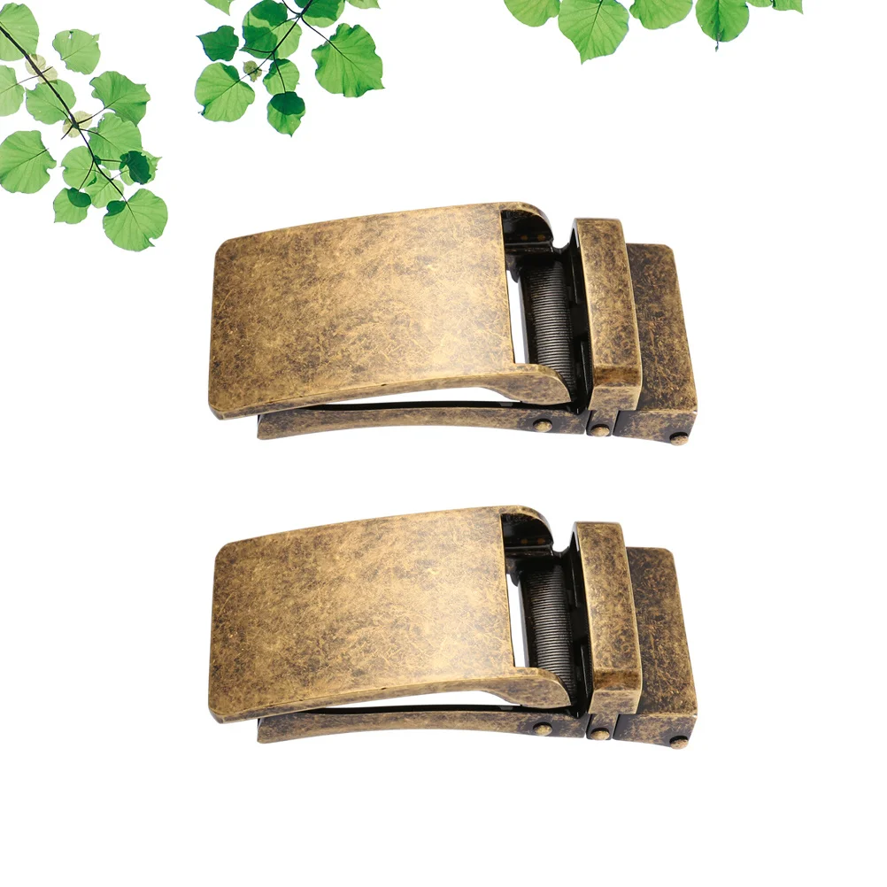 

2Pcs Men's Business Alloy Automatic Belt Buckles Black Durable Belt Buckle Replacement for Formal Dress Mens Plaque