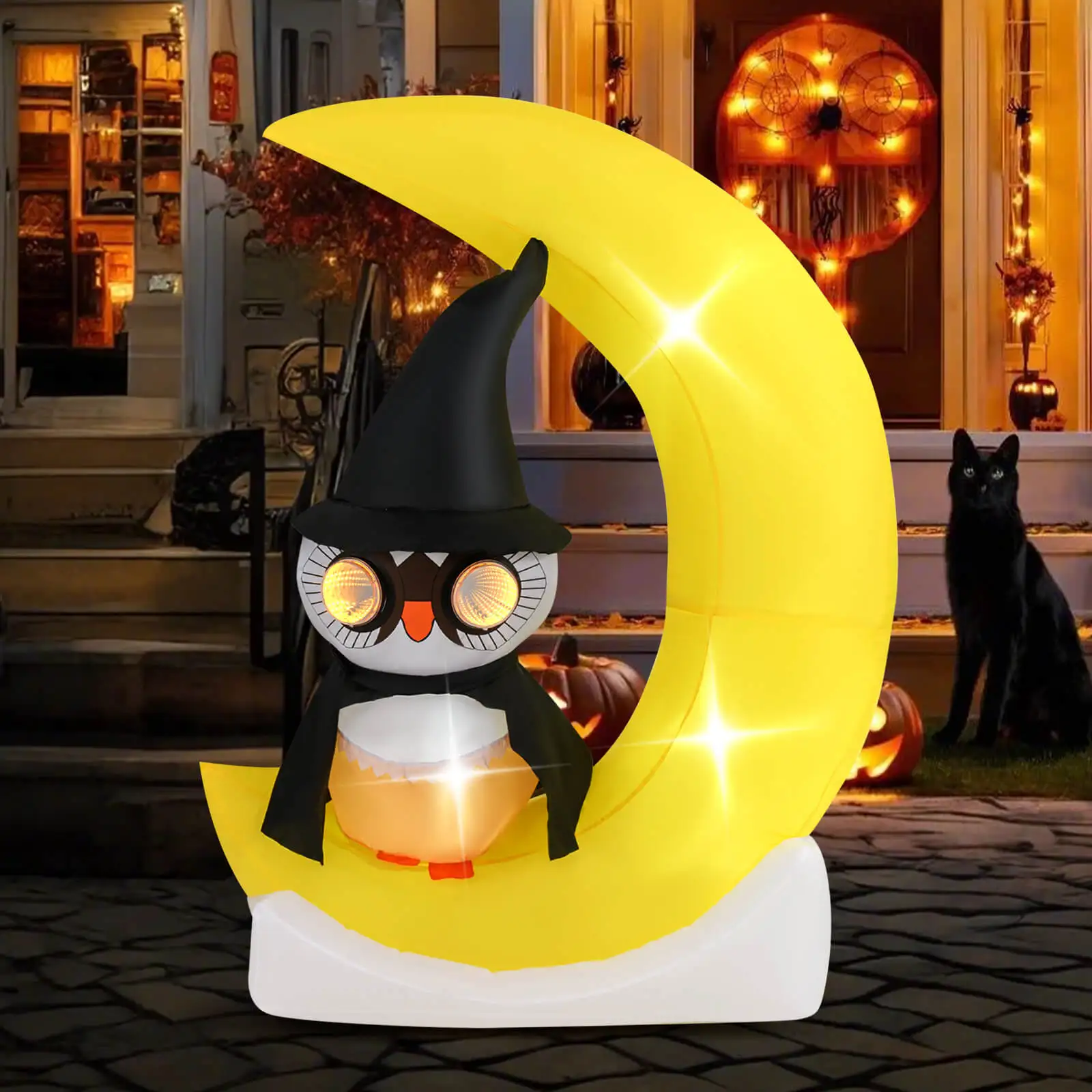 Inflatáveis sopram com chapéu de bruxa, decoração de Halloween