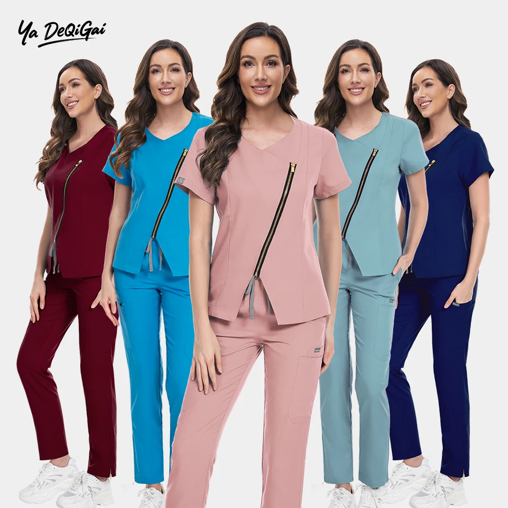 

Dental Scrub Pet Clinic Healthcare Workwear High Quality Scrubs Uniform Woman Nursing Medical Uniforms 2 Pieces Set Nurse Scrubs