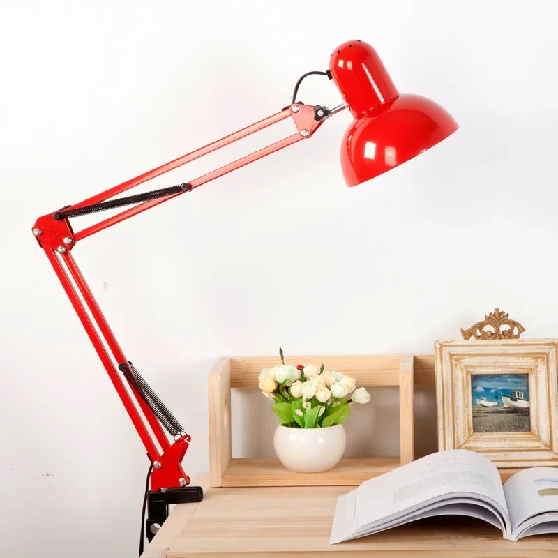 

Foldable Desk Lamp Clip on Light Telescopic Eye Protection Retro Bedroom Office Computer Table Lamp Home Decor for E27 Bulb